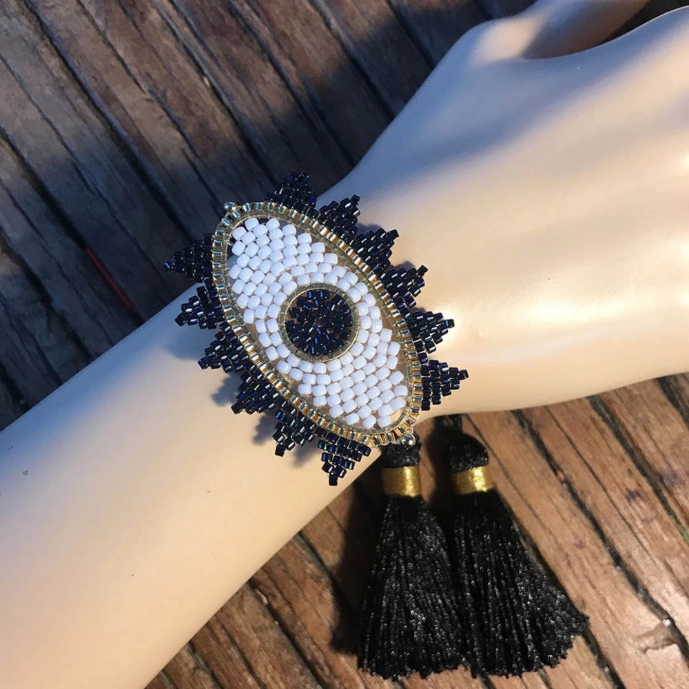 NEW Bracelet Set Evil Eye Hamsa Tassel Jewelry - Picture 2 of 4